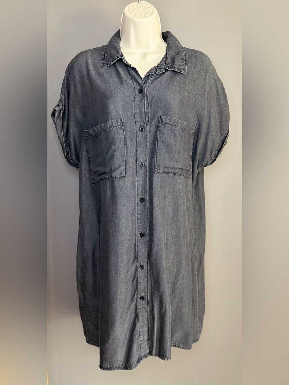 Zilcremo Gray Tencel Shirt Dress Luxe Minimalist Runway Drape Soft Fluid Chic XL